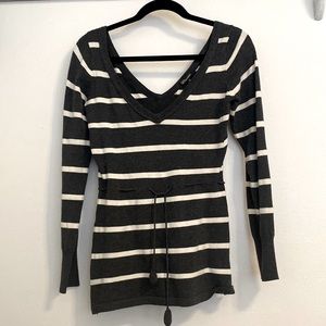 Grey and White Long Sleeve Sweater